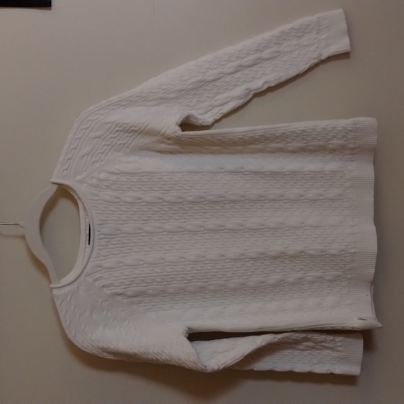 Lands' End Sweaters - LANDS END 100% COTTON CABLE KNIT PULLOVER SWEATER, CREAM, SZ SMALL PETITE